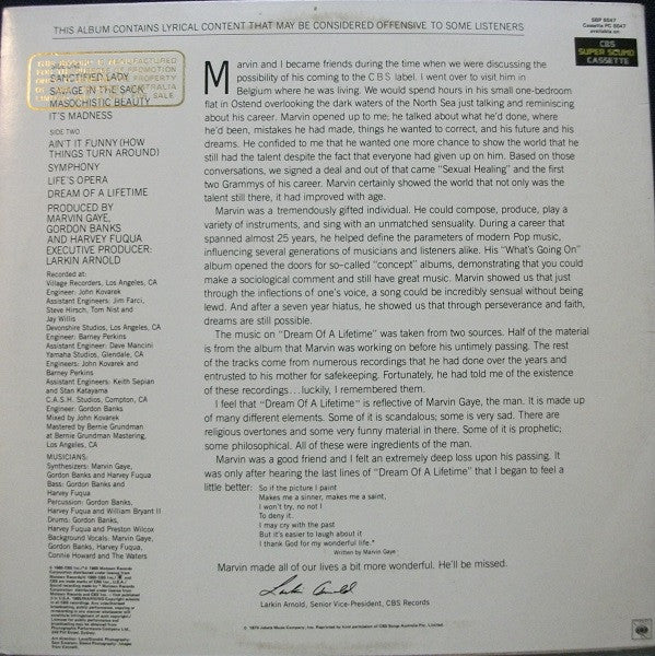 Marvin Gaye – Dream Of A Lifetime (E/VG+) – LP, AU 1985 - Image 2