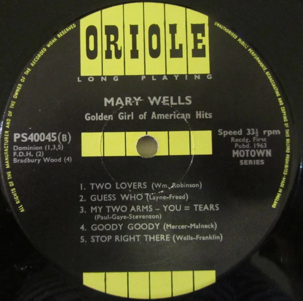 Mary Wells – The Golden Girl Of American Hits (VG+/VG+) – LP, UK 1963 - Image 4