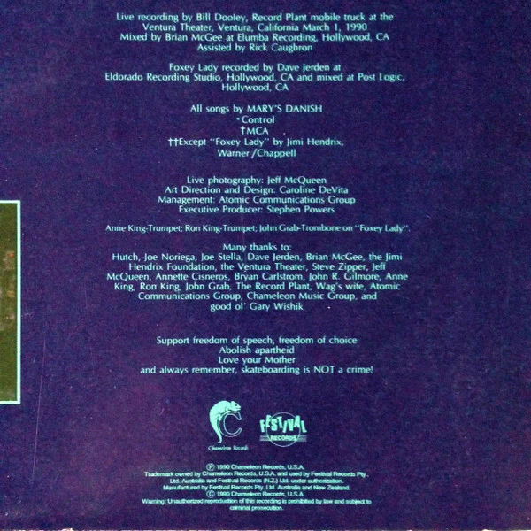 Mary's Danish – Experience (Live + Foxey Lady) (NM/VG+) – LP, AU 1990 - Image 4