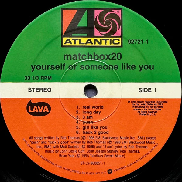 Matchbox Twenty – Yourself Or Someone Like You (E/VG+) – LP, US 1996 - Image 3