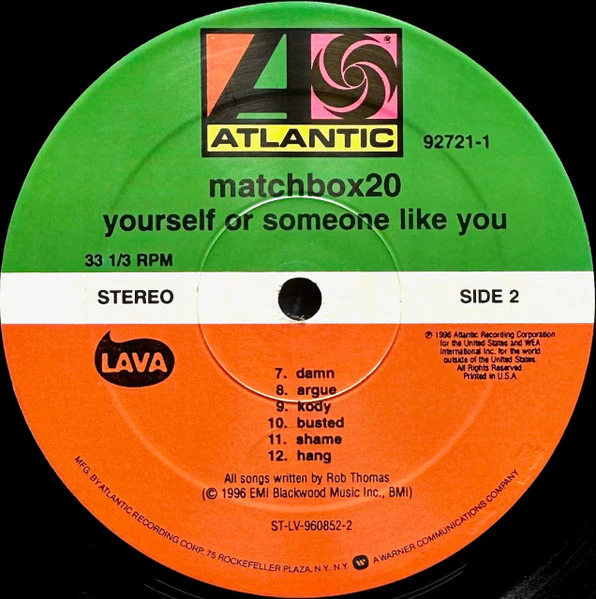 Matchbox Twenty – Yourself Or Someone Like You (E/VG+) – LP, US 1996 - Image 4