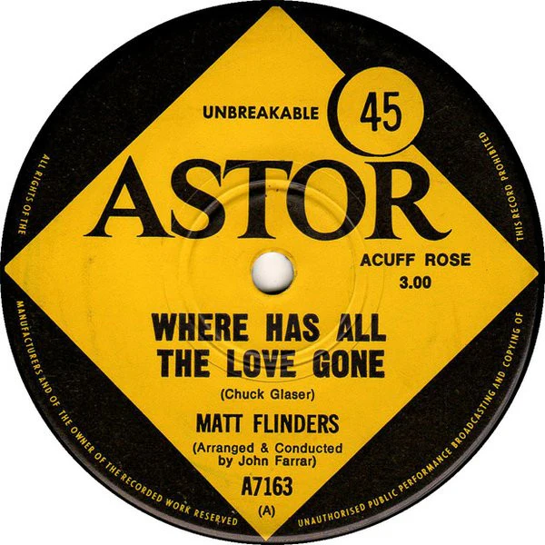 Matt Flinders – Where Has All The Love Gone (E/Generic) – 7", AU 1969