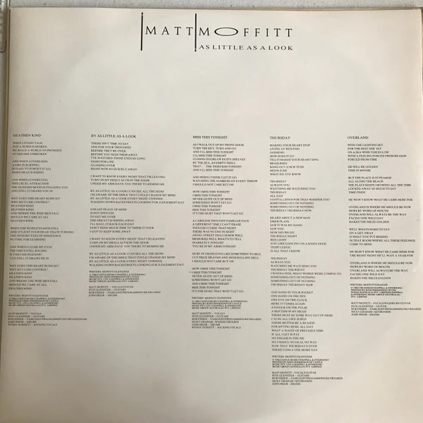 Matt Moffitt – As Little As A Look (VG+/VG+) – LP, AU 1986 - Image 2
