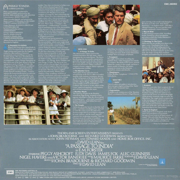 Maurice Jarre – A Passage To India (Original Motion Picture Soundtrack) (VG+/VG+) – LP, AU 1985 - Image 2