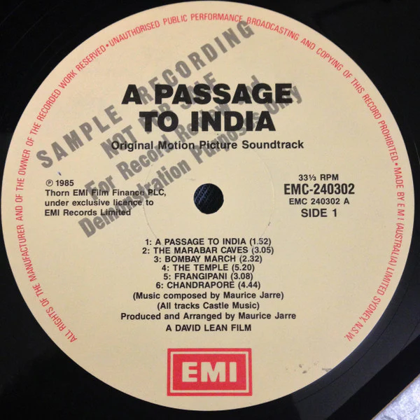 Maurice Jarre – A Passage To India (Original Motion Picture Soundtrack) (VG+/VG+) – LP, AU 1985 - Image 3