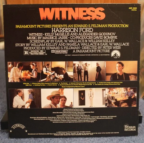 Maurice Jarre – Witness (Original Motion Picture Soundtrack) (E/VG+) – LP, AU 1985 - Image 2