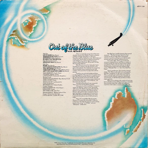 Max Merritt – Out Of The Blue (E/VG+) – LP, AU 1976 - Image 2