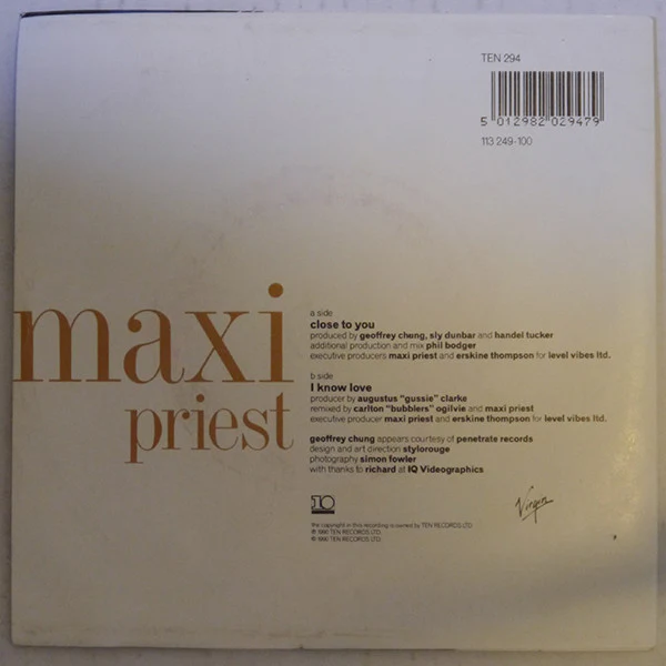 Maxi Priest – Close To You (E/E) – 7", AU 1990 - Image 2