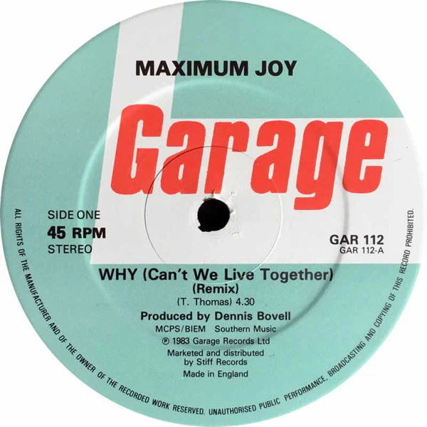 Maximum Joy – Why (Can't We Live Together) (VG+/VG+) – 12", UK 1983 - Image 3