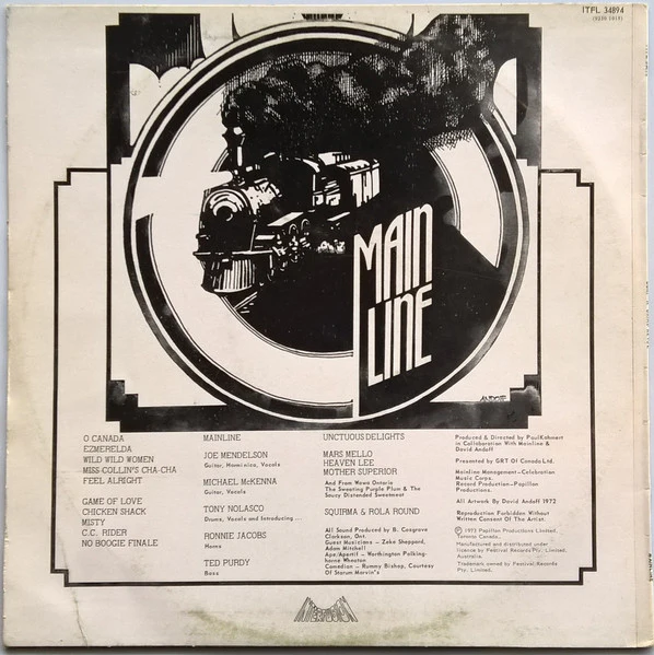 McKenna Mendelson Mainline – The Mainline Bump'n'Grind Revue Live At The Victory Theatre Spadina & Dundas Sunday February 27 1972 (VG/VG) – LP, AU 1973 - Image 2