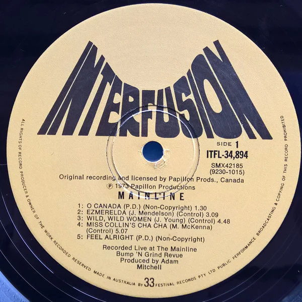 McKenna Mendelson Mainline – The Mainline Bump'n'Grind Revue Live At The Victory Theatre Spadina & Dundas Sunday February 27 1972 (VG/VG) – LP, AU 1973 - Image 3