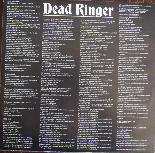 Meat Loaf – Dead Ringer (VG/VG) – LP, AU 1981 - Image 3