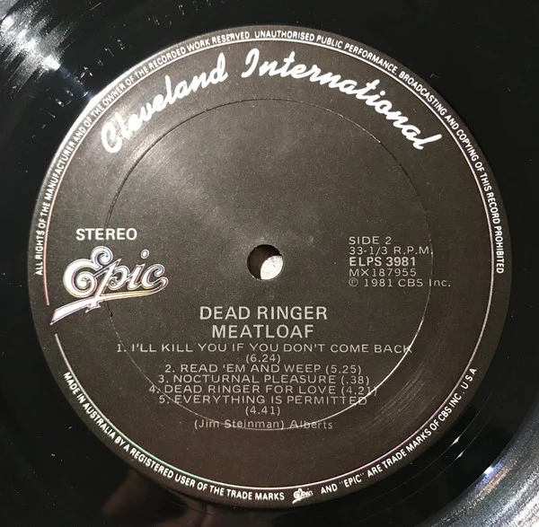 Meat Loaf – Dead Ringer (VG/VG) – LP, AU 1981 - Image 7
