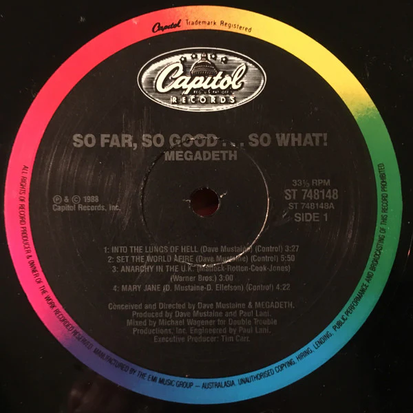 Megadeth – So Far, So Good... So What! (VG+/VG+) – LP, Australasia 1988 - Image 5