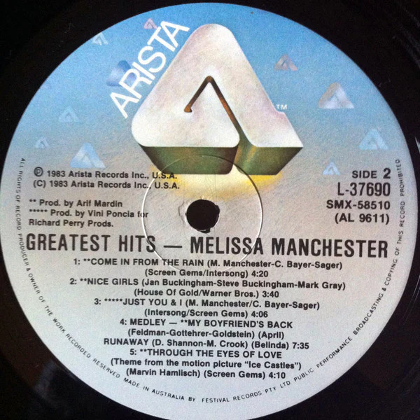 Melissa Manchester – Greatest Hits (VG+/VG) – LP, AU 1983 - Image 6