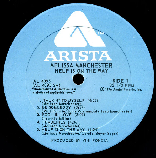 Melissa Manchester – Help Is On The Way (VG/VG+) – LP, US 1976 - Image 3