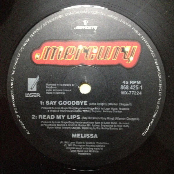 Melissa Tkautz – Read My Lips (VG+/VG) – 12", Australasia 1991 - Image 3