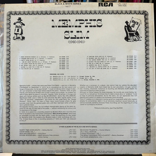 Memphis Slim – 1940 - 1941 (VG/VG+) – LP, AU - Image 2