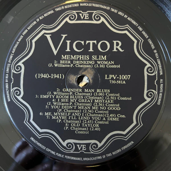 Memphis Slim – 1940 - 1941 (VG/VG+) – LP, AU - Image 4