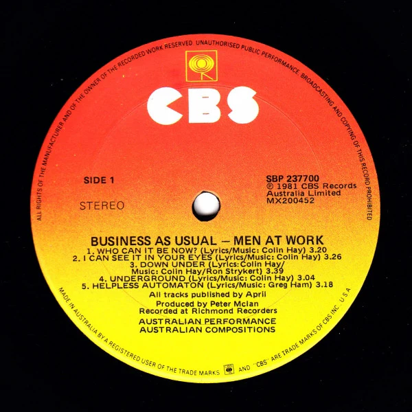 Men At Work – Business As Usual (VG/VG) – LP, AU 1981 - Image 3