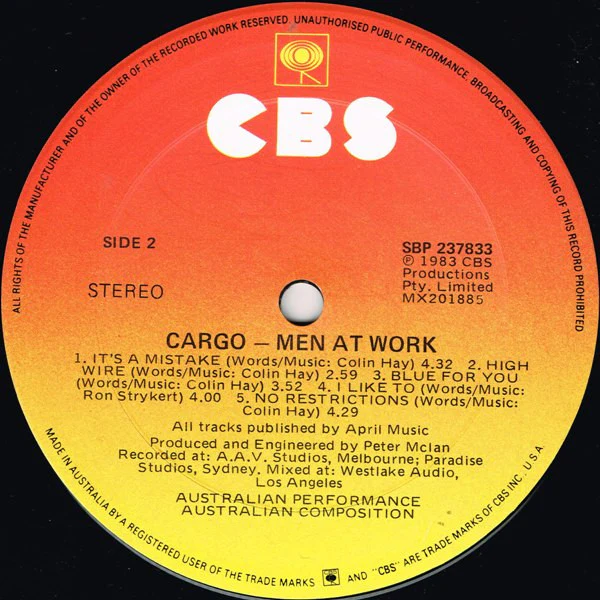 Men At Work – Cargo (VG/VG+) – LP, AU 1983 - Image 4