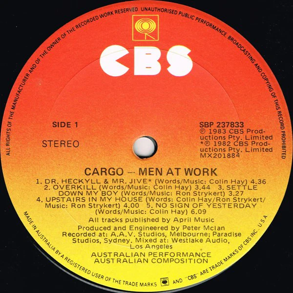 Men At Work – Cargo (VG+/VG+) – LP, AU 1983 - Image 3