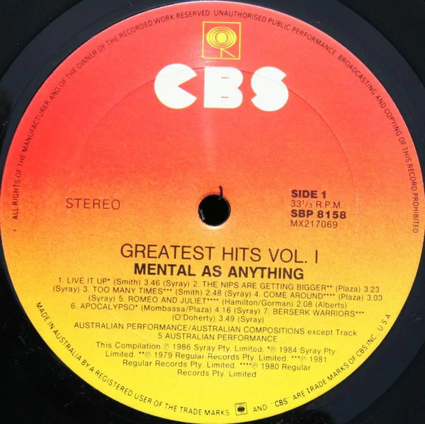 Mental As Anything – Greatest Hits Vol. 1 (VG+/VG+) – LP, AU 1986 - Image 3