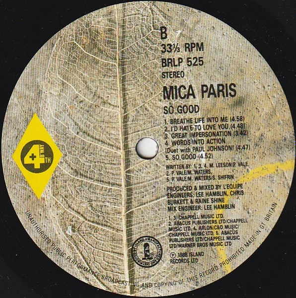 Mica Paris – So Good (VG+/VG+) – LP, UK 1988 - Image 4