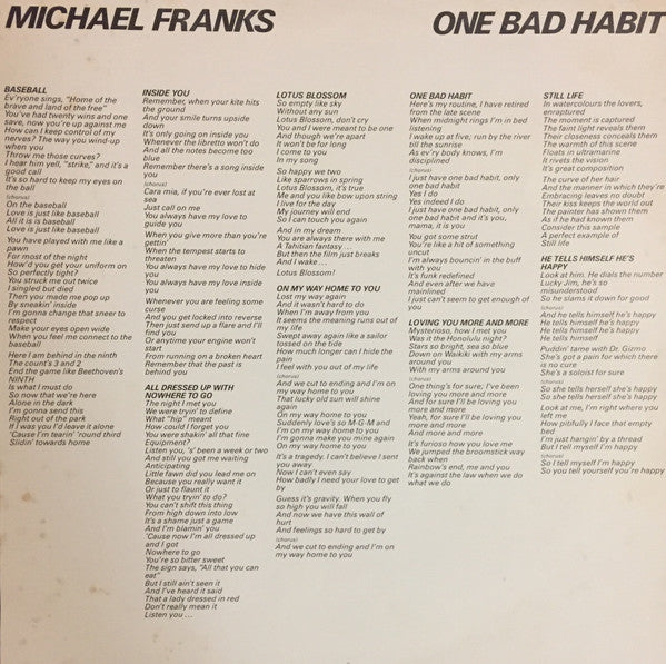 Michael Franks – One Bad Habit (E/VG+) – LP, AU 1980 - Image 3