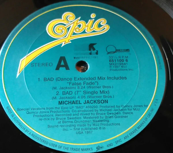 Michael Jackson – Bad (E/VG+) – 12", AU 1987 - Image 3