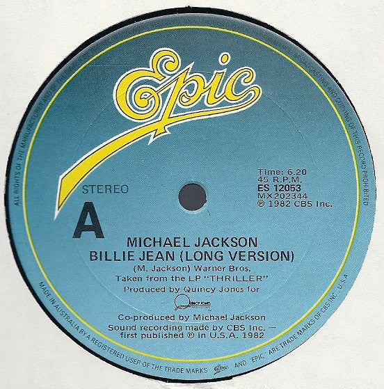 Michael Jackson – Billie Jean (VG/Generic) – 12", AU 1982 - Image 2