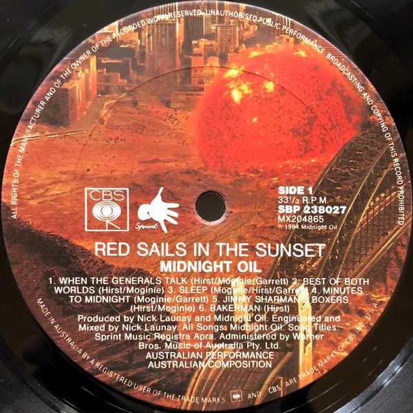 Midnight Oil – Red Sails In The Sunset (VG/VG) – LP, AU 1984 - Image 3