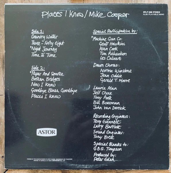 Mike Cooper, The Machine Gun Co., Michael Gibbs – Places I Know (VG+/VG) – LP, AU 1971 - Image 2