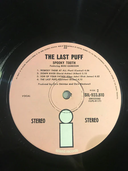 Spooky Tooth, Mike Harrison – The Last Puff (VG+/VG) – LP, AU - Image 2