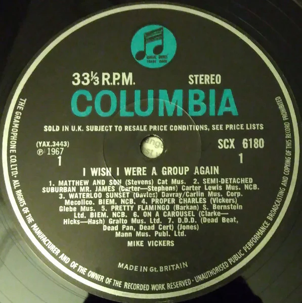 Mike Vickers – I Wish I Were A Group Again (VG/VG) – LP, UK 1967 - Image 3