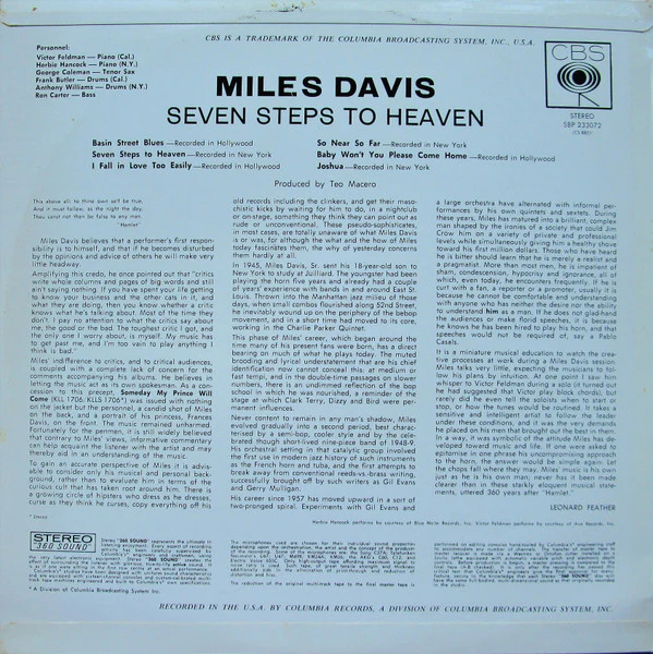 Miles Davis – Seven Steps To Heaven (VG/VG+) – LP, AU 1963 - Image 2