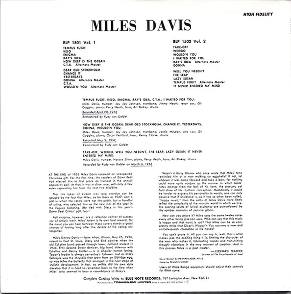 Miles Davis – Volume 2 (VG+/VG+) – LP, JP 1994, No OBI - Image 4