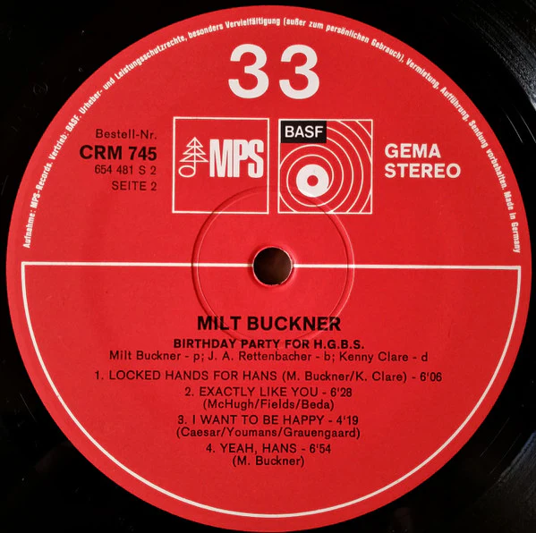 Milt Buckner – Birthday Party For H.G.B.S. (VG+/VG+) – LP, DE 1971 - Image 6
