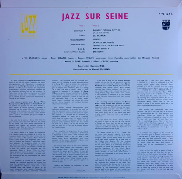 Milt Jackson, Barney Wilen, Percy Heath, Kenny Clarke – Jazz Sur Seine (E/VG+) – LP, FR 2014 - Image 3