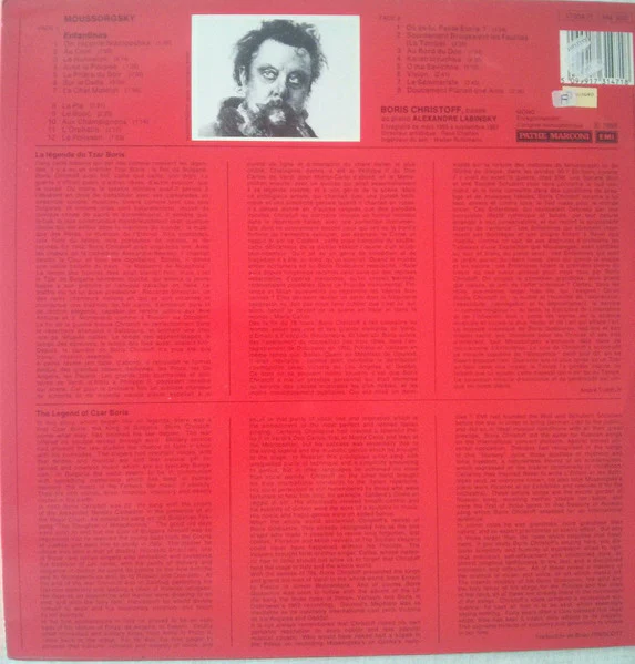 Modest Mussorgsky, Boris Christoff – Enfantines Et Autres Mélodies (NM/VG+) – LP, FR 1983 - Image 2