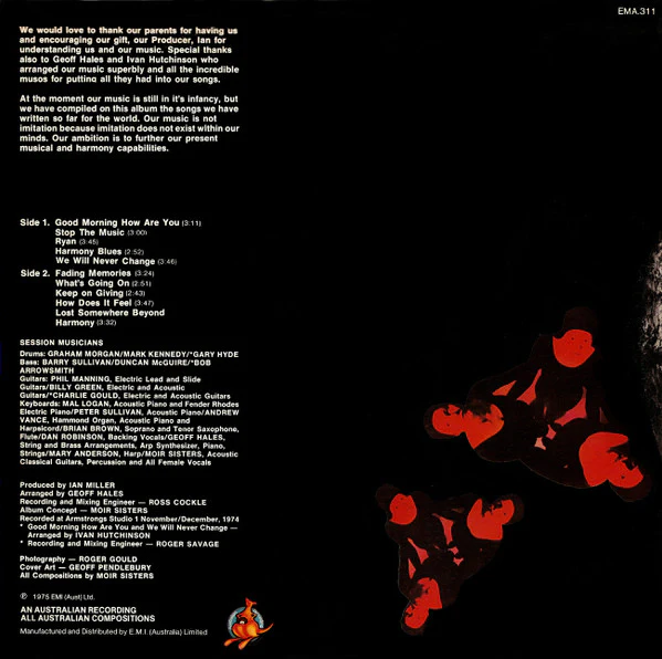 Moir Sisters – Lost-Somewhere Beyond Harmony (VG+/VG+) – LP, AU 1975 - Image 3