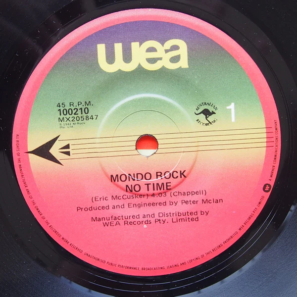 Mondo Rock – No Time (E/VG+) – 7", AU 1982 - Image 3