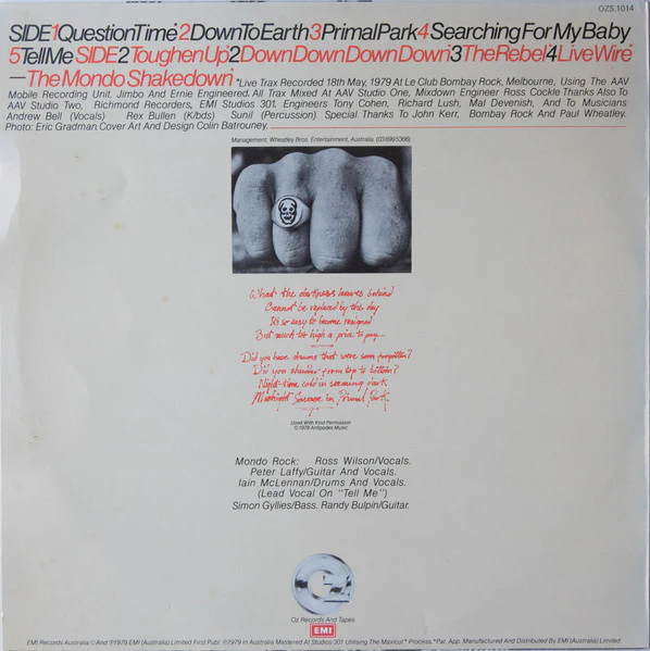 Mondo Rock – Primal Park (VG/VG) – LP, AU 1979 - Image 2