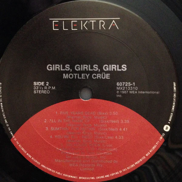 Mötley Crüe – Girls, Girls, Girls (VG/VG) – LP, AU 1987 - Image 4