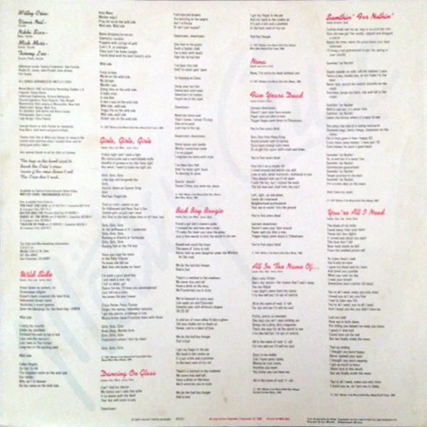 Mötley Crüe – Girls, Girls, Girls (VG/VG) – LP, AU 1987 - Image 5