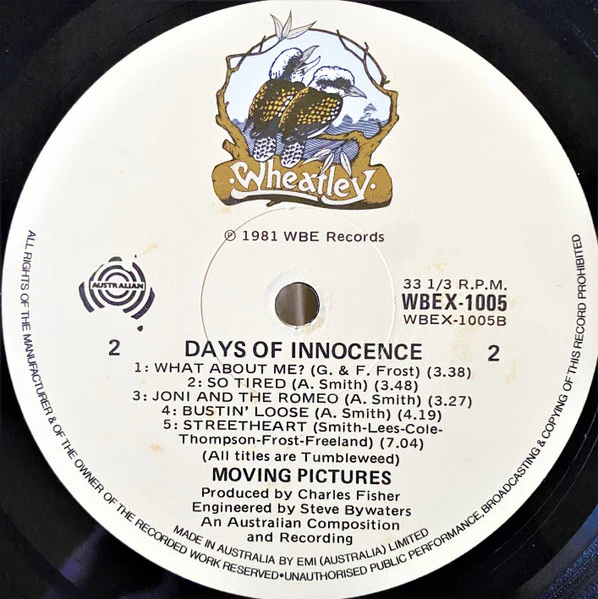 Moving Pictures – Days Of Innocence (VG/VG+) – LP, AU 1981 - Image 8
