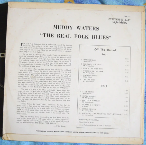 Muddy Waters – The Real Folk Blues (VG/VG+) – LP, AU 1966 - Image 2