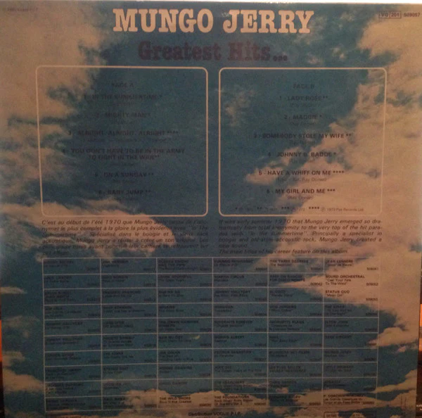 Mungo Jerry – Greatest Hits... (VG/VG+) – LP, FR 1980 - Image 2