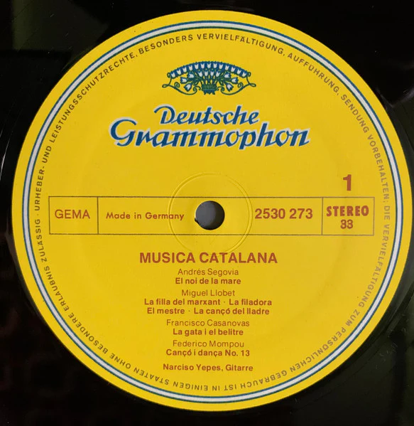 Narciso Yepes – Música Catalana (E/VG+) – LP, DE 1972 - Image 4