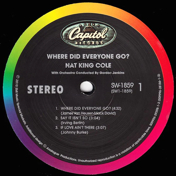 Nat King Cole – Where Did Everyone Go? (VG+/VG+) – 2x12", US 2010 - Image 3